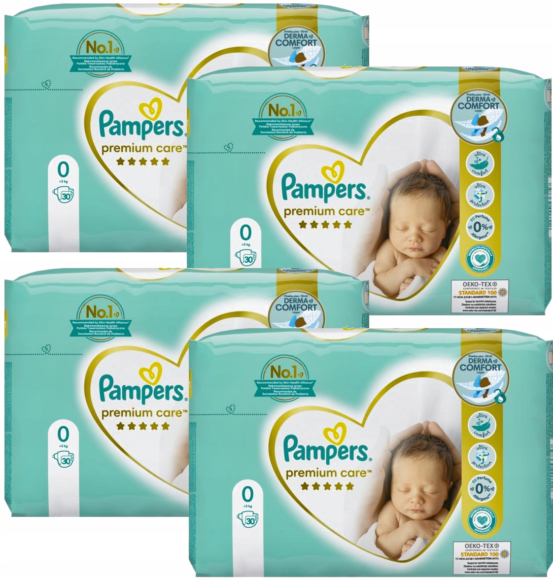 pampers premium care zielone a biale