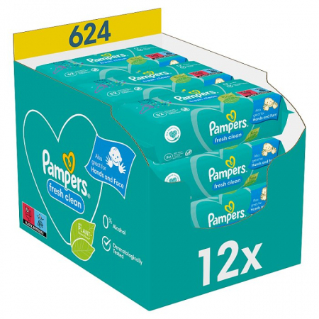 pampers naturally clean chusteczki nawilżane 6 x 64 szt